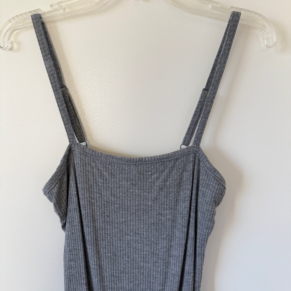 Heather Gray Ribbed Cami Tank Bodysuit - Picture 5 of 8